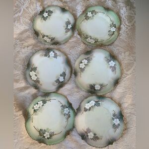 Antique RS Prussia Floral Dessert Plates w/Red Mark Vtg  Z12 Set of 6